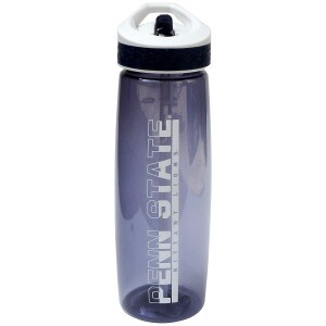 plastic 25oz water bottle with flip up straw lid and Penn State Nittany Lions on side